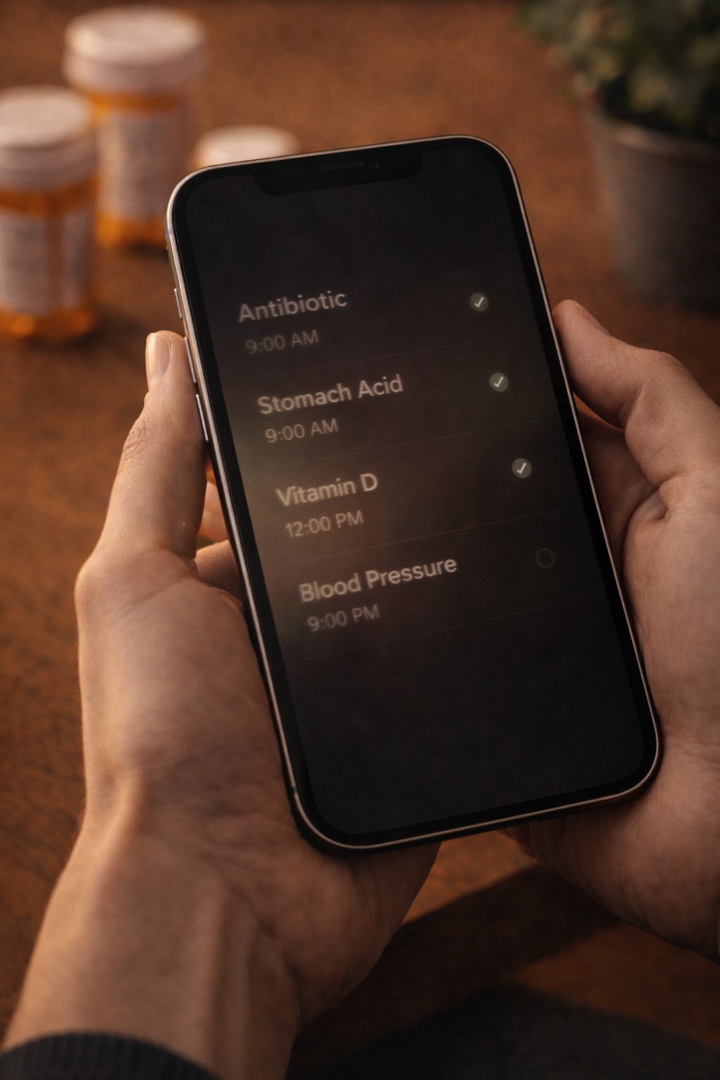 Medication schedule displayed on phone